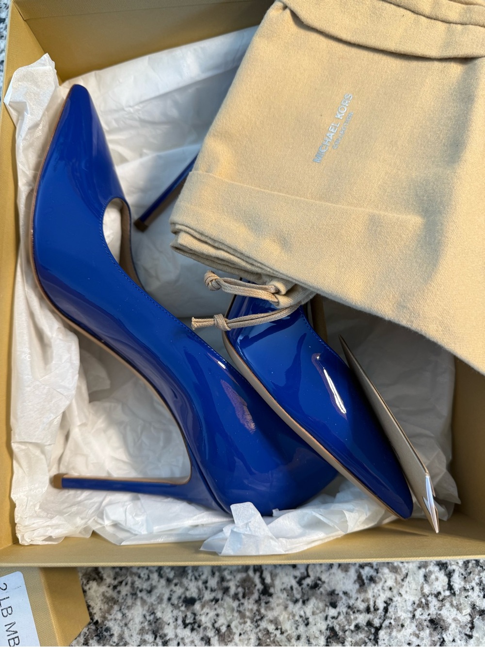 New Michael Kors Lapis Blue Patent Pointed-Toe Pumps - Picture 3 of 7